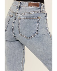 Rock & Roll Denim Women's Light Wash High Rise Rhinestone Studded Bootcut Stretch Jeans