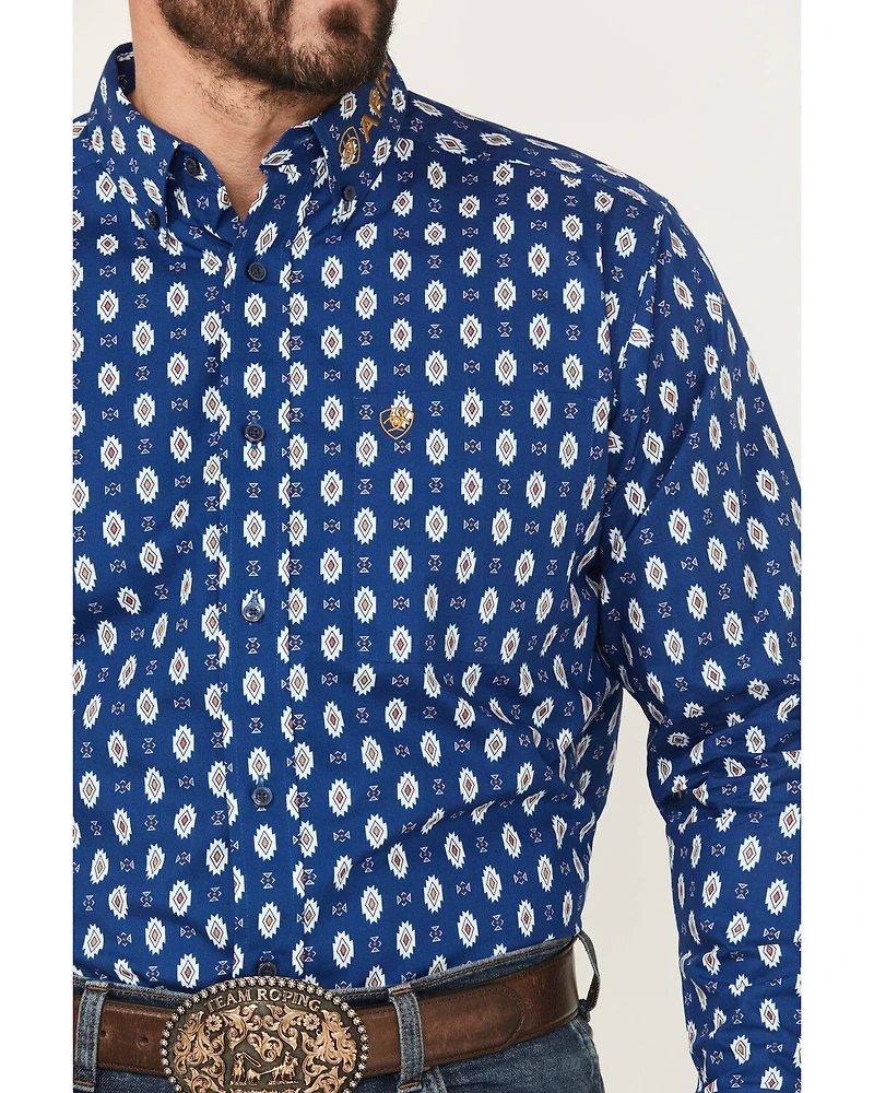 Ariat Men's Team Dax Southwestern Logo Long Sleeve Button-Down Western Shirt