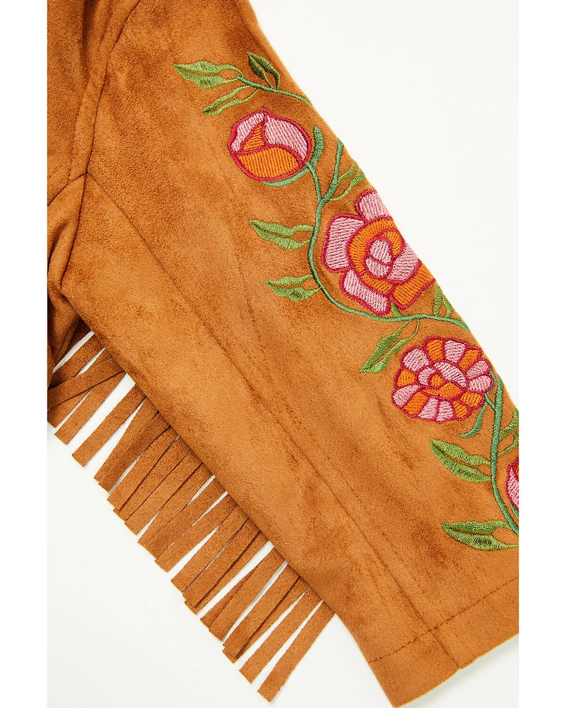 Fornia Toddler Girls' Floral Embroidered Fringe Jacket