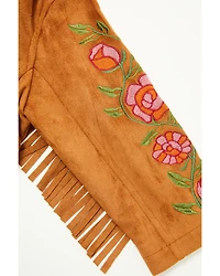 Fornia Toddler Girls' Floral Embroidered Fringe Jacket