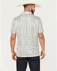 Panhandle Slim Men's Southwestern Striped Short Sleeve Pearl Snap Performance Polo