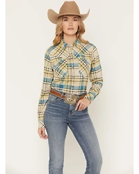 Shyanne Women's Plaid Print Long Sleeve Button-Down Flannel Shirt