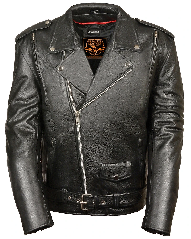 Milwaukee Leather Men's 3X Black Vented Side Lace Leather Motorcycle Jacket