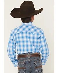 Wrangler Retro Boys' Plaid Print Long Sleeve Snap Western Shirt