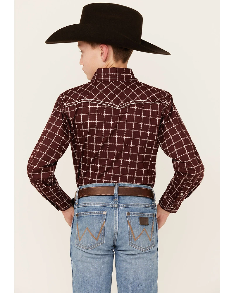 Cowboy Hardware Boys' Barbed Wire Long Sleeve Snap Western Shirt