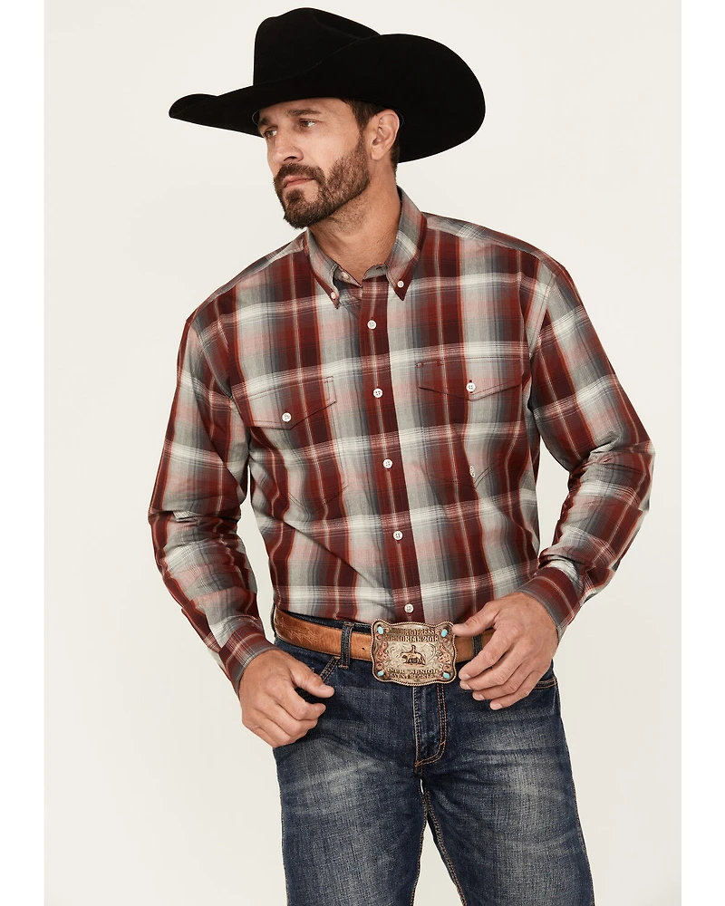 Roper Men's Amarillo Plaid Print Long Sleeve Button-Down Western Shirt