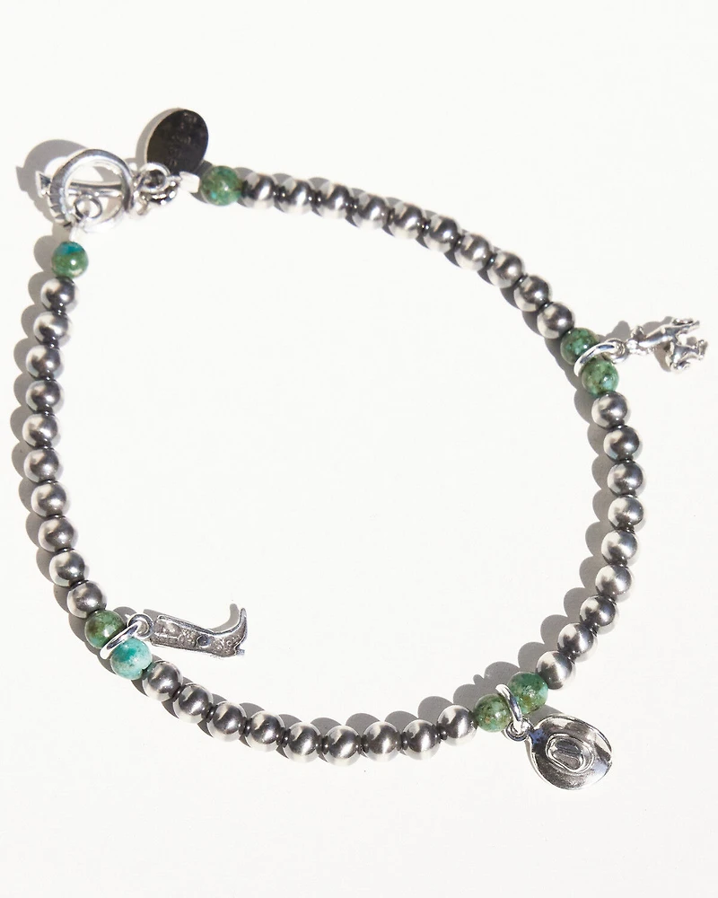 Paige Wallace Women's Navajo Pearls Tiny Charm Bracelet