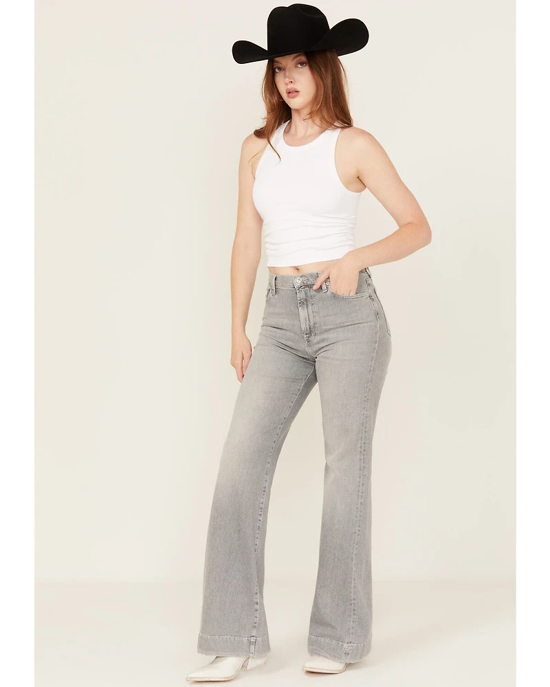 7 For All Mankind Women's Closing Act High Rise Flare Stretch Denim Jeans