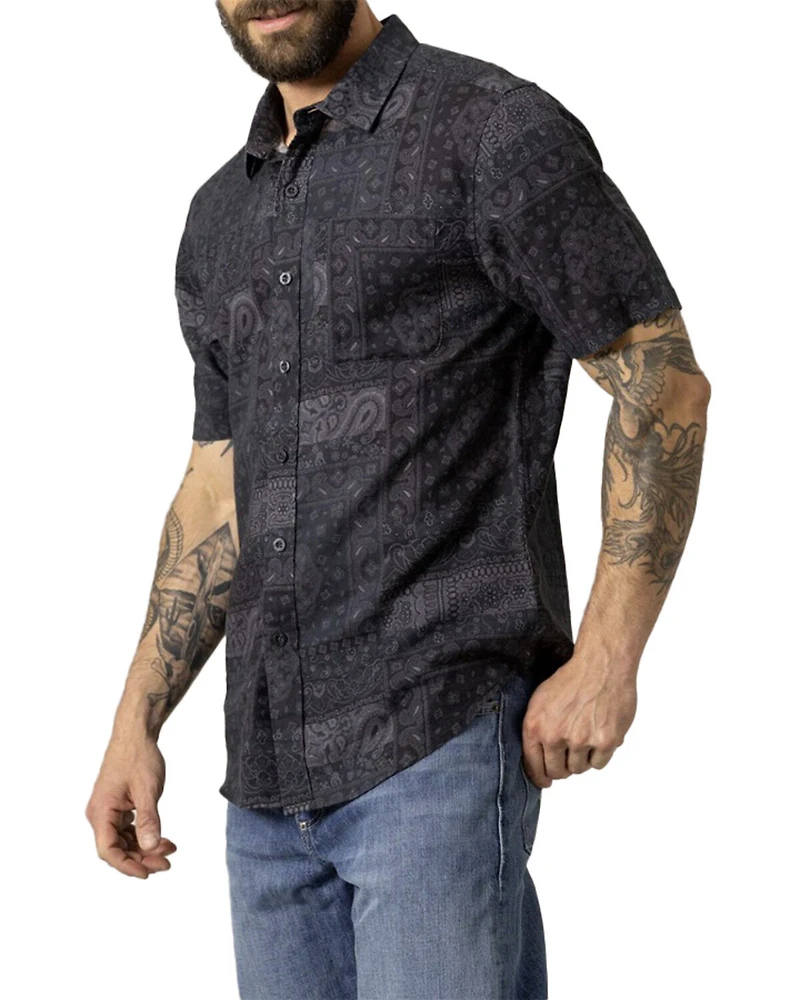 Kimes Ranch Men's Barret Bandana Print Short Sleeve Button-Down Western