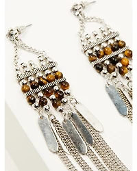 Shyanne Women's Juniper Sky Tigers Eye Chandelier Earrings