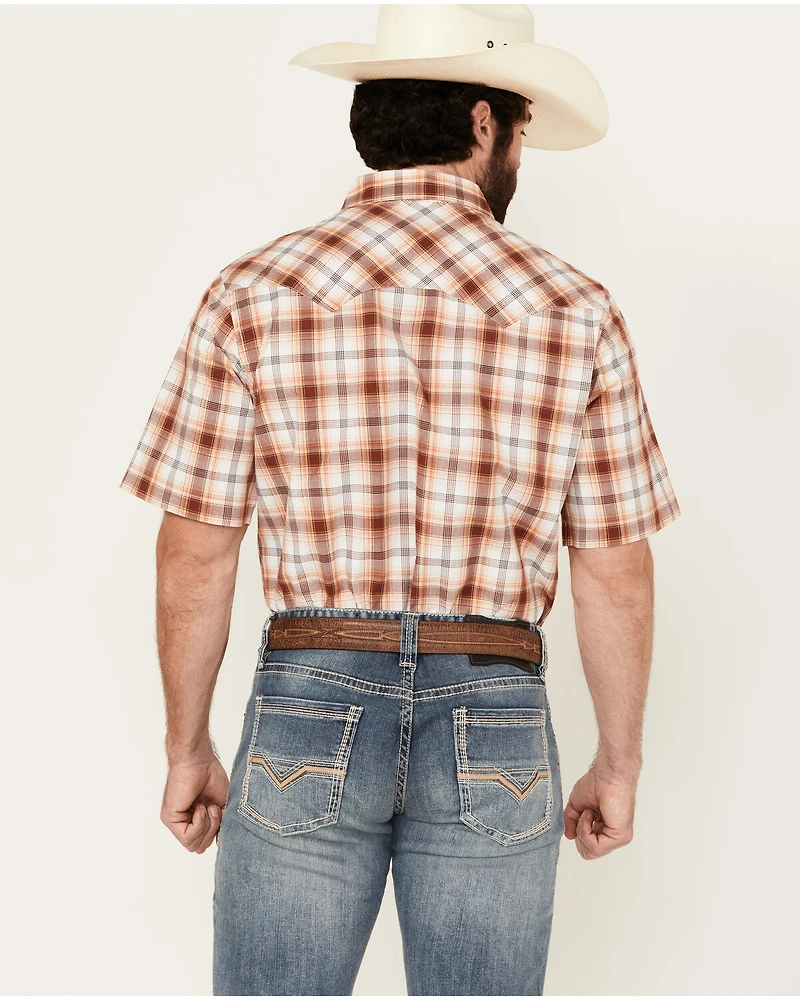 Wrangler Retro Men's Plaid Print Short Sleeve Snap Western Shirt