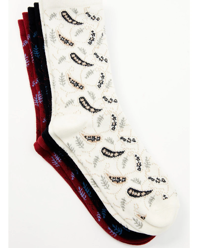 Shyanne Women's Libby Paisley Crew Socks - 3-Pack