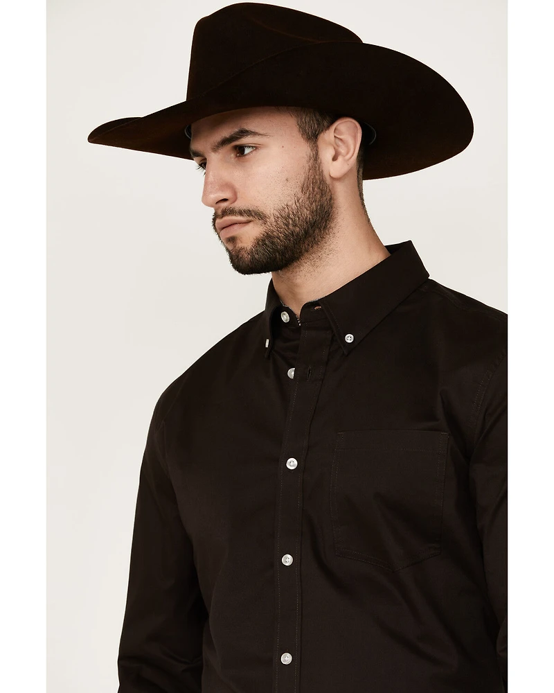 Cody James Men's Basic Solid Long Sleeve Button-Down Stretch Western Shirt