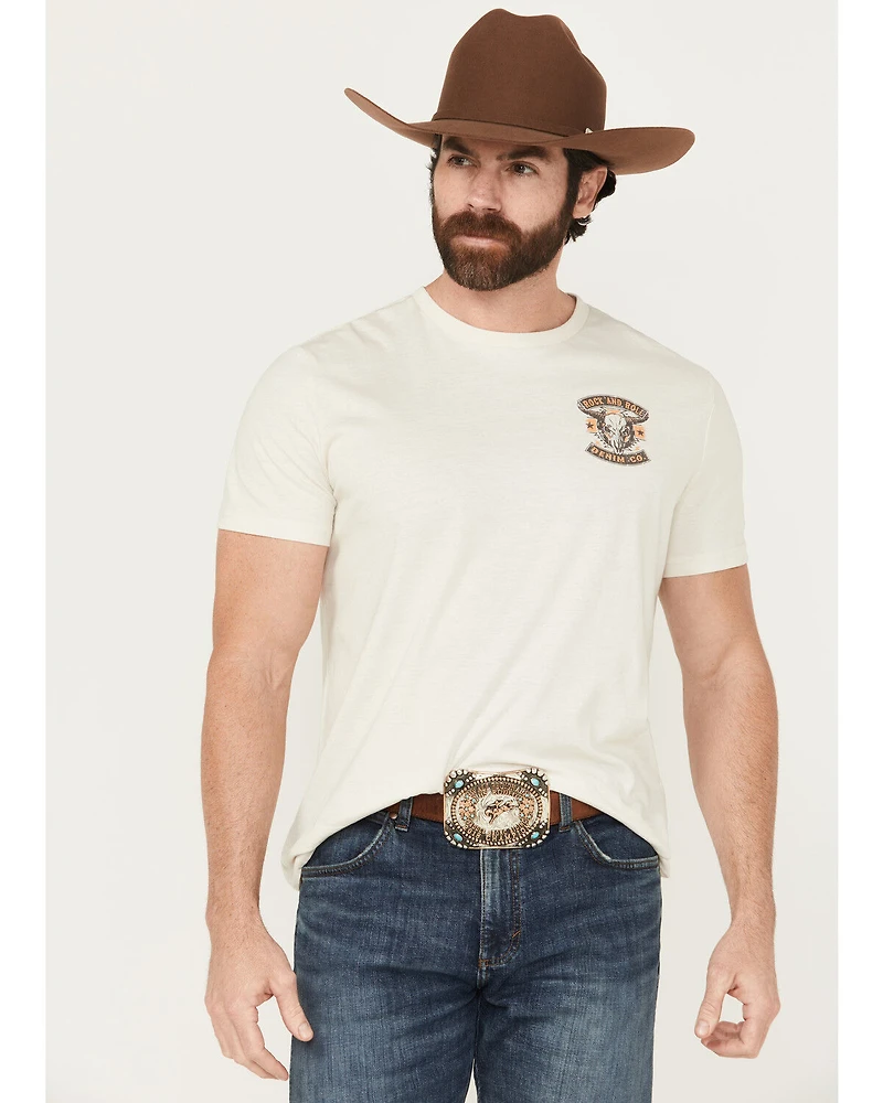 Rock & Roll Denim Men's Longhorn Skull Short Sleeve Graphic T-Shirt