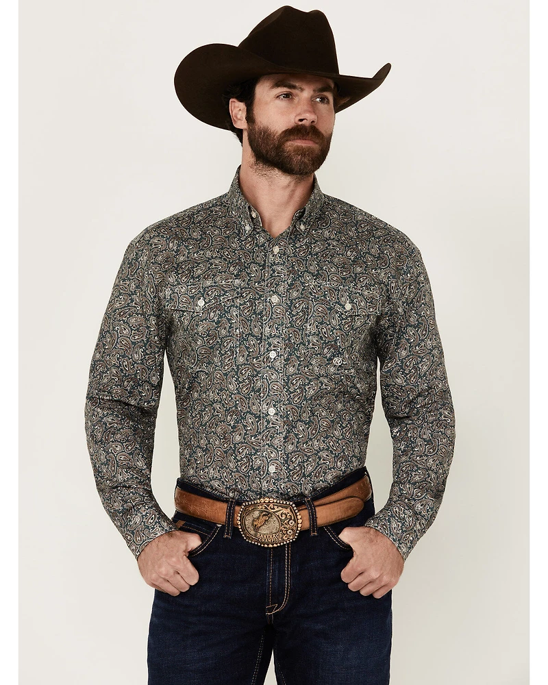 Roper Men's Amarillo Paisley Print Long Sleeve Button-Down Western Shirt