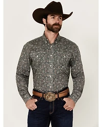 Roper Men's Amarillo Paisley Print Long Sleeve Button-Down Western Shirt