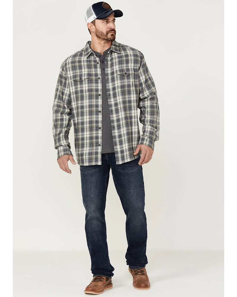 Brothers and Sons Men's Plaid Long Sleeve Button-Down Western Shirt