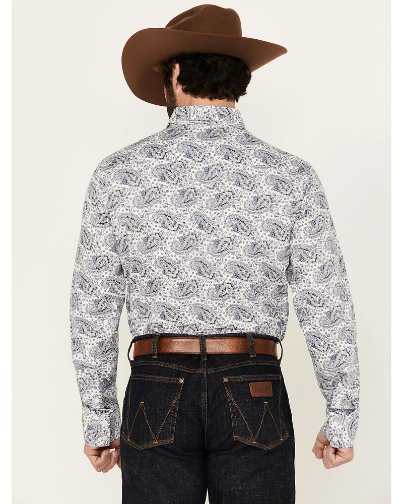 Rock & Roll Denim Men's Paisley Print Long Sleeve Button-Down Stretch Western Shirt