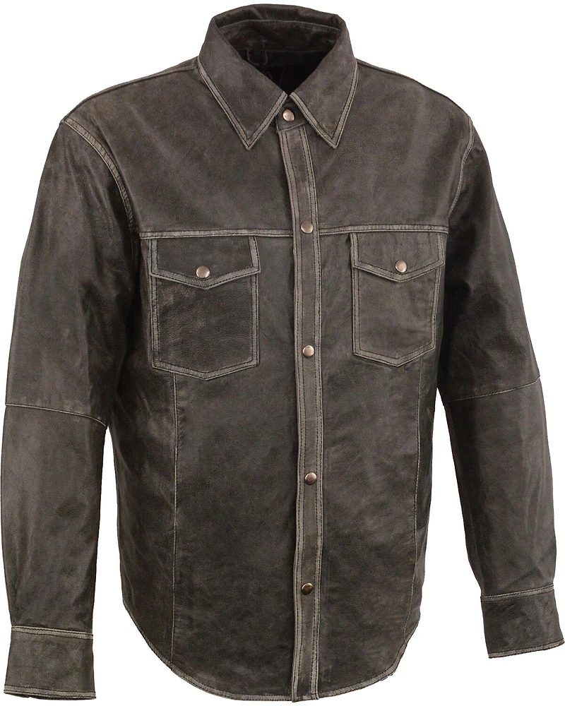 Milwaukee Leather Men's Lightweight Leather Shirt - Big & Tall