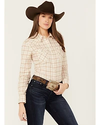 Wrangler Retro Women's Plaid Print Long Sleeve Pearl Snap Western Shirt