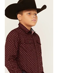 Cody James Boys' Williams Geo Print Long Sleeve Snap Western Shirt