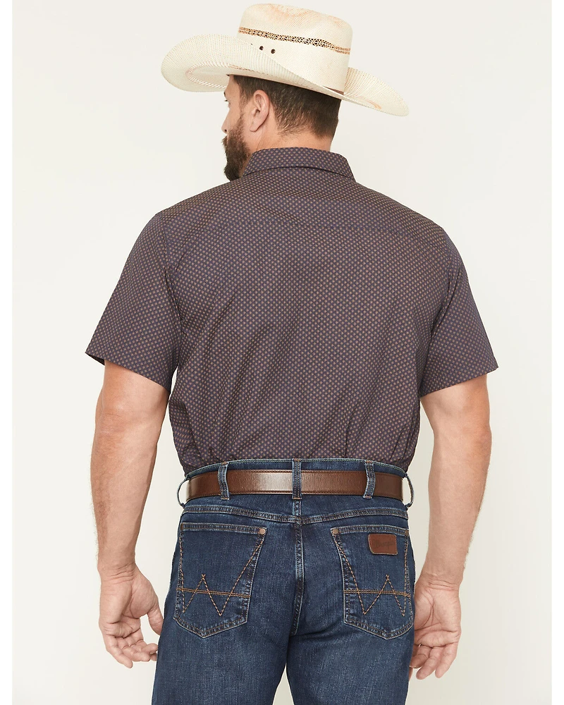 Gibson Trading Co Men's Polka Micro Geo Print Short Sleeve Button-Down Stretch Western Shirt