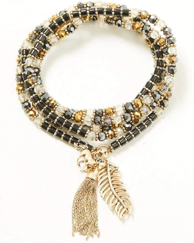 Lainey Wilson Women's Beaded Charm Horse and Feather Necklace