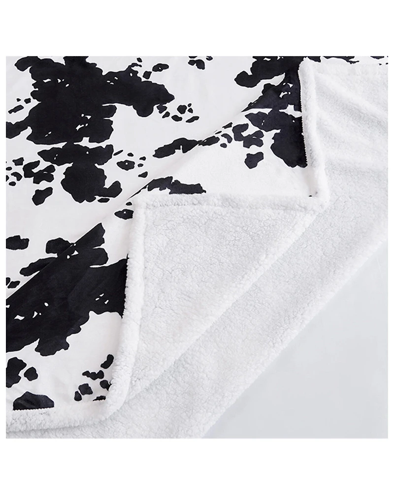 HiEnd Accents Elsa Cowhide Campfire Sherpa Throw
