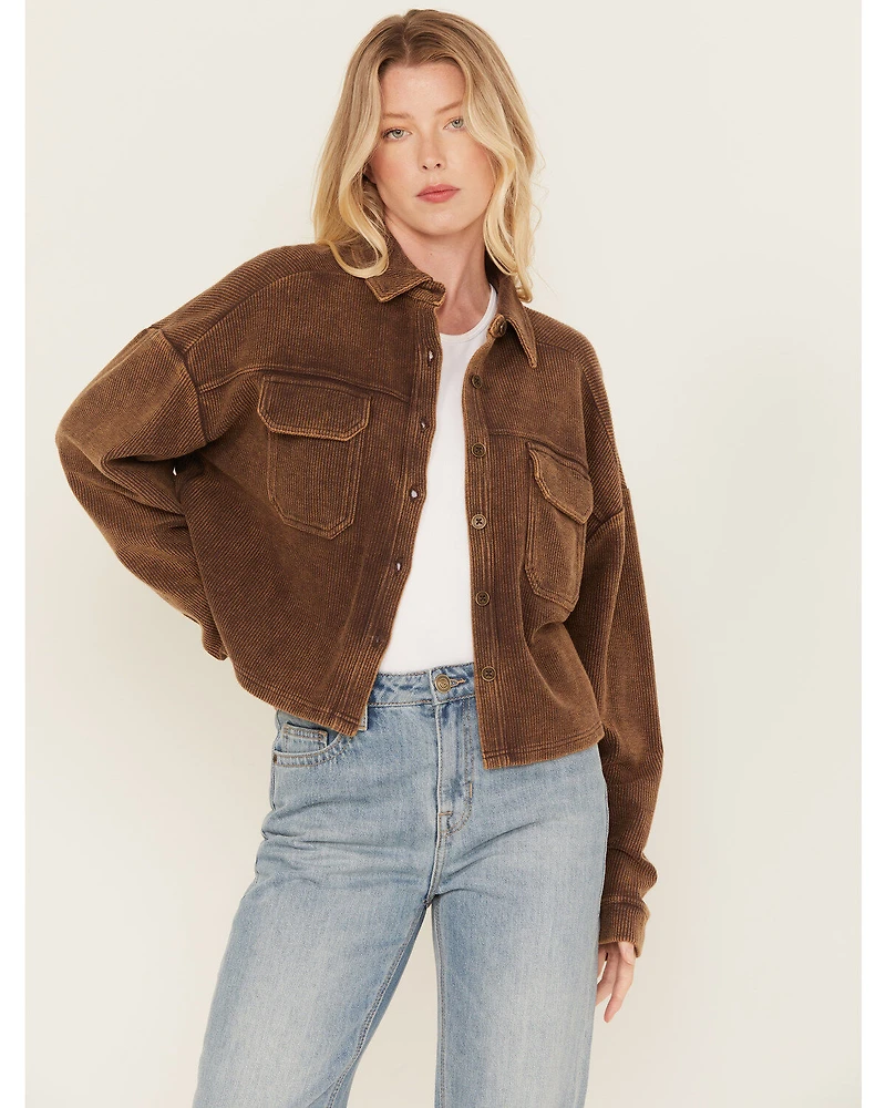 Rock & Roll Denim Women's Corduroy Button-Down Long Sleeve Shirt