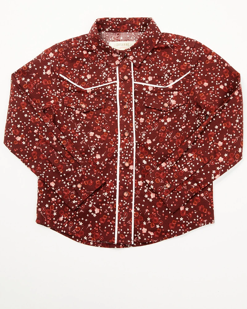 Shyanne Toddler Girls' Dakota Floral Print Long Sleeve Pearl Snap Western Shirt