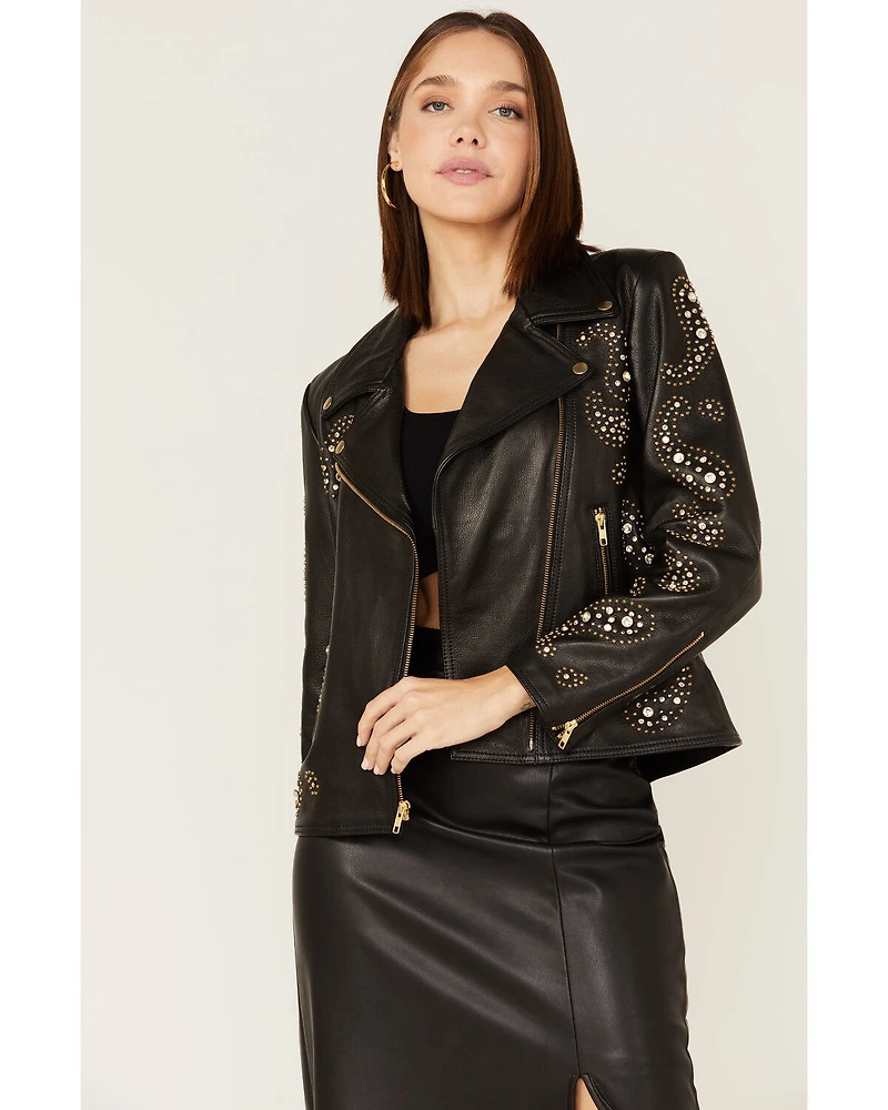 Boot Barn X Understated Leather Rhinestone Moto Jacket