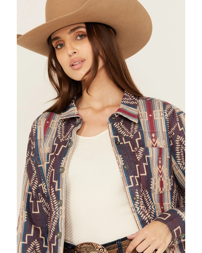 Shyanne Women's Southwestern Striped Long Sleeve Concho Snap Western Shirt