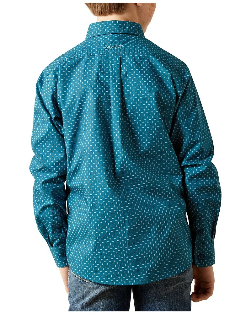 Ariat Boys' Tyce Geo Print Long Sleeve Button-Down Western Shirt