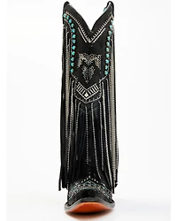 Corral Women's Embroidered and Crystal Eagle Fringe Western Boots - Snip Toe