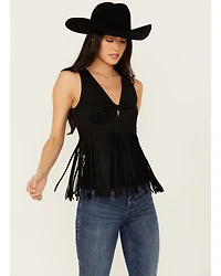 Idyllwind Women's Pennington Faux Suede Twisted Fringe Top