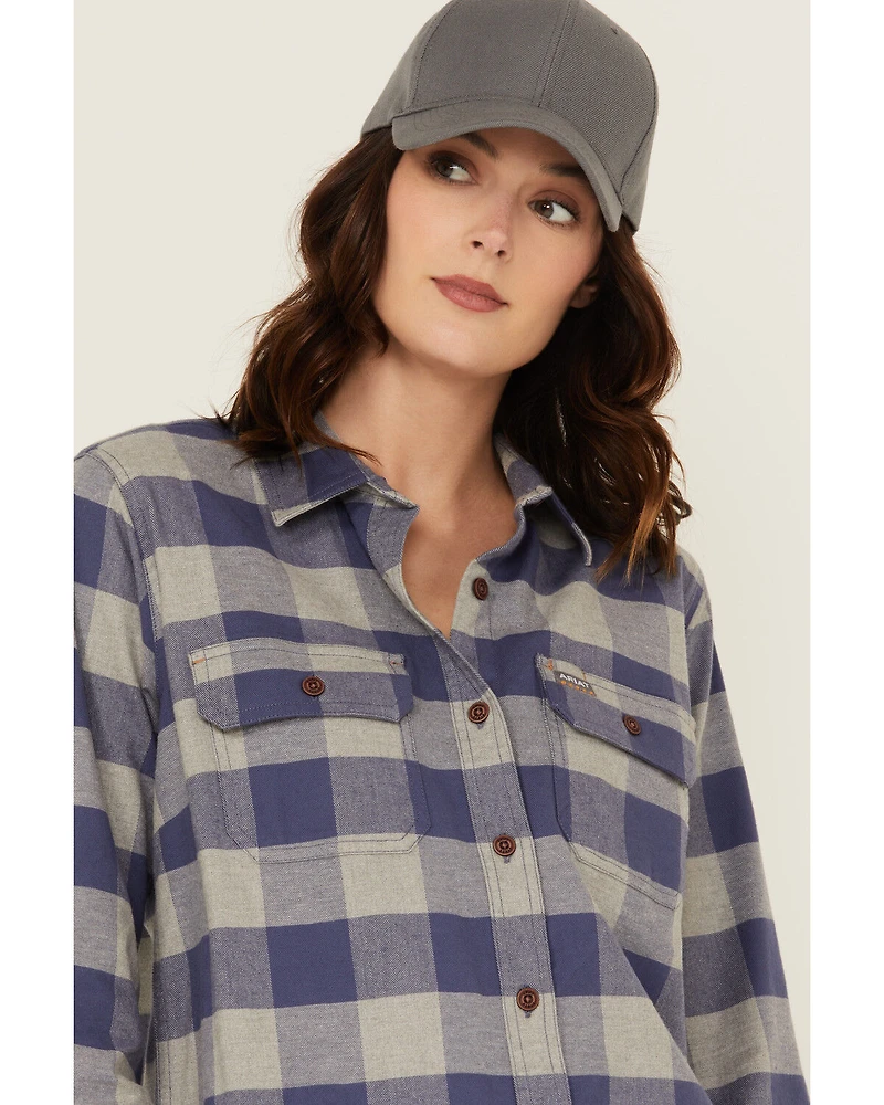 Ariat Women's Rebar Tunic Long Sleeve Button-Down Flannel Work Shirt