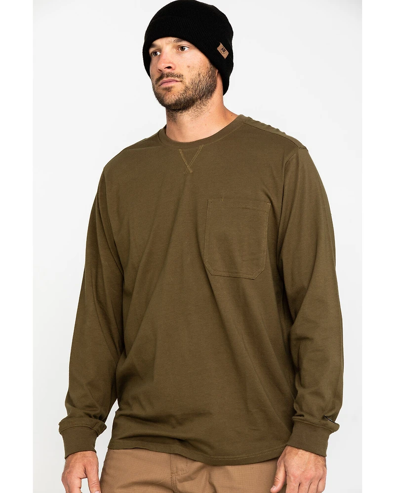 Hawx Men's Olive Pocket Long Sleeve Work T-Shirt