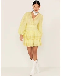 Maia Bergman Women's Mika Lace Tiered Mini Dress