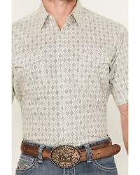 Ely Walker Men's Medallion Print Short Sleeve Snap Western Shirt