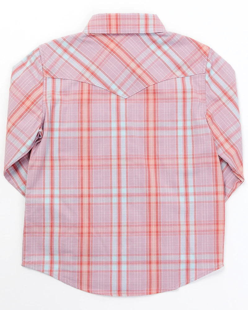 Shyanne Toddler Girls' Plaid Print Long Sleeve Snap Western Shirt