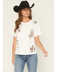 Blue B Women's Embroidered Conversation Short Sleeve Tee