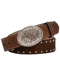 3D Boys' Brindle Hair Cross Concho Buckle Belt