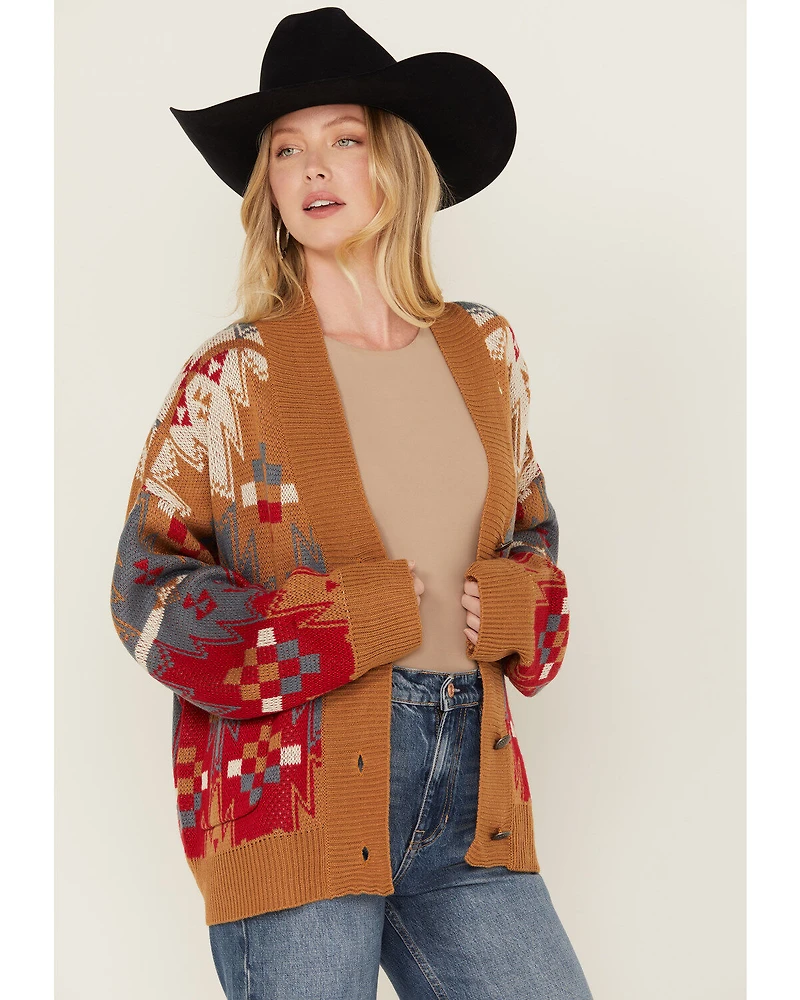 Wrangler Women's Southwestern Print Boyfriend Cardigan