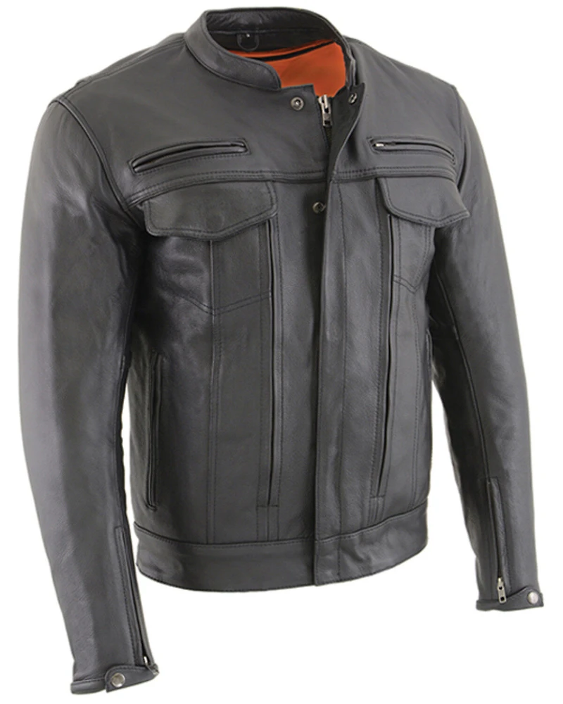 Milwaukee Leather Men's 3X Vented Scooter Zip-Front CoolTec Leather Jacket - Big