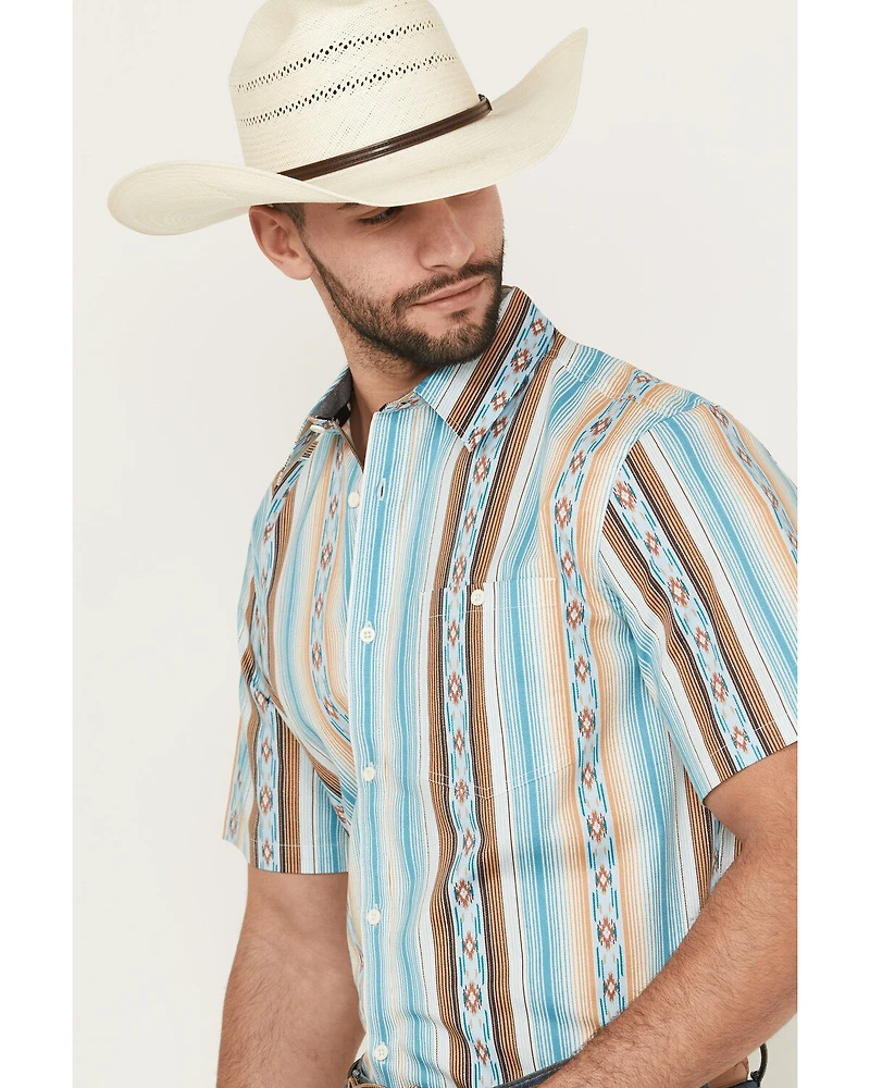 RANK 45® Men's Levi Striped Short Sleeve Button-Down Stretch Western Shirt