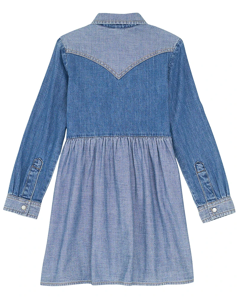 Wrangler Infant Girls' Two Tone Long Sleeve Dress