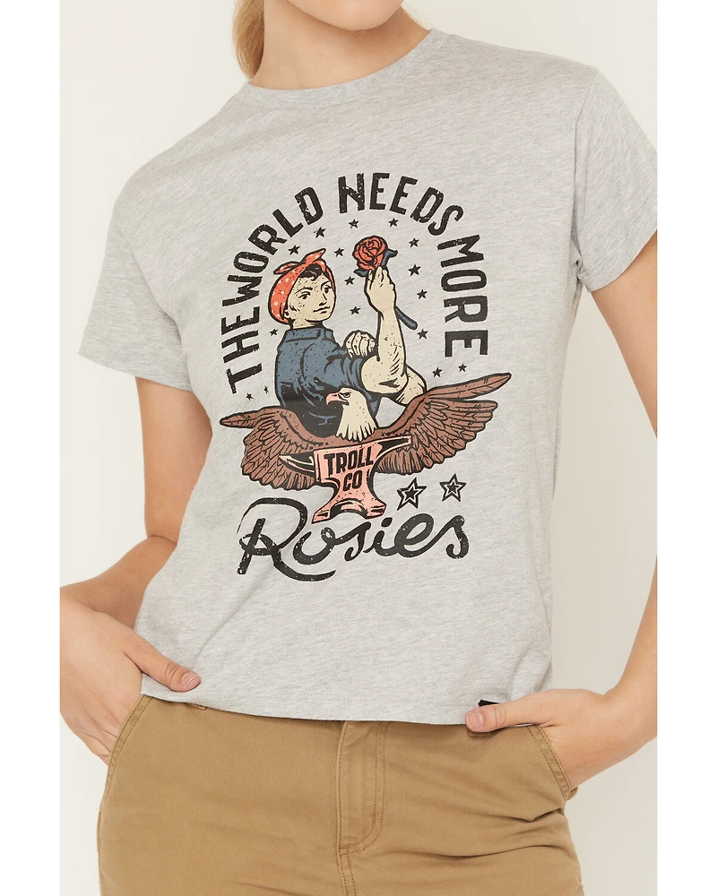 Troll Co Women's Rose Short Sleeve Graphic Tee