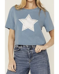 Rock & Roll Denim Women's Studded Star Short Sleeve Graphic Tee