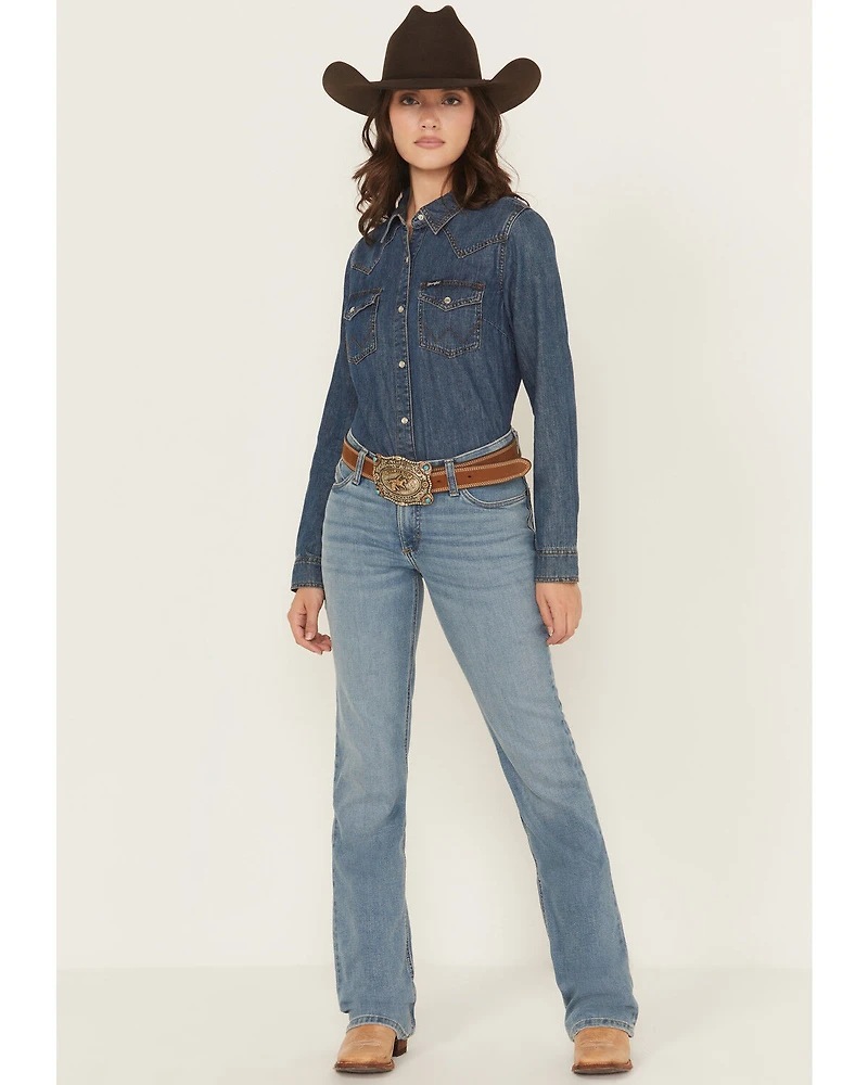 Wrangler Women's Medium Wash Mid Rise Willow Ultimate Riding Bootcut Stretch Denim Jeans