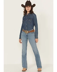Wrangler Women's Medium Wash Mid Rise Willow Ultimate Riding Bootcut Stretch Denim Jeans